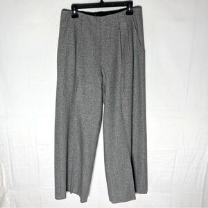 Badgley Mischka Grey Herrignbone Wide Leg High Waist Pleated Frnt Dress Pants XL